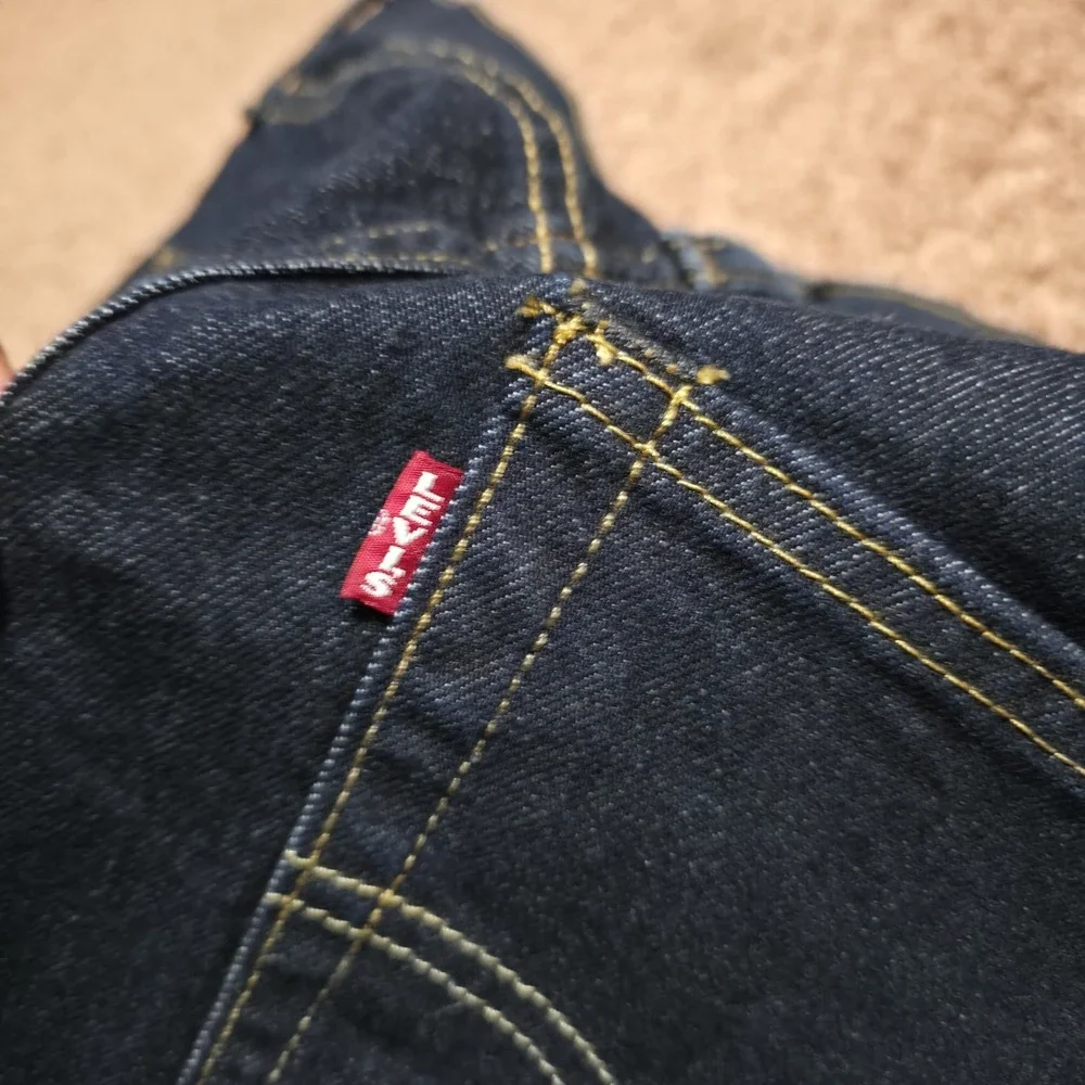 Levi Premium 512 Dark Wash Jeans Mens 33 x 34 Big E Pants *Barely Worn Excellent